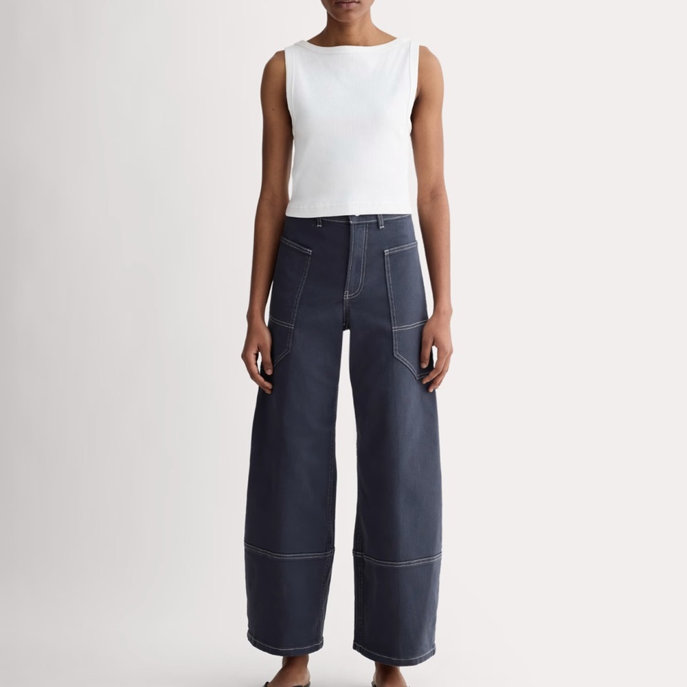 Everlane Blue Flare Wide Leg Jeans Barrel Cut